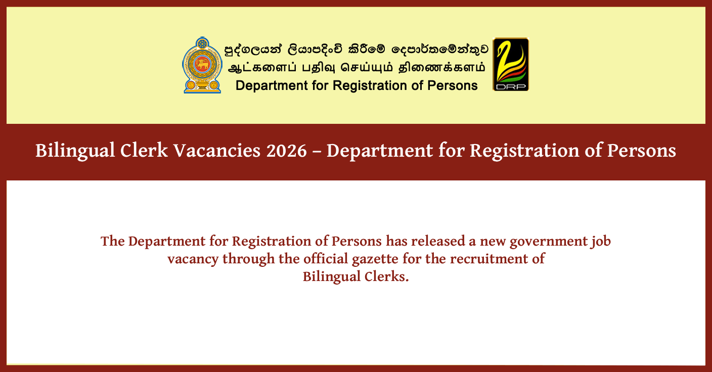 Bilingual Clerk Vacancies 2026 Sri Lanka – Apply Now