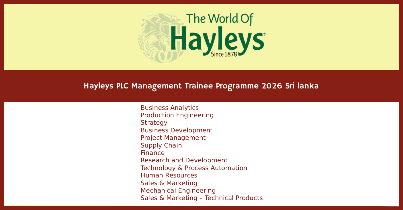 Hayleys Management Trainee Programme 2026 Sri Lanka