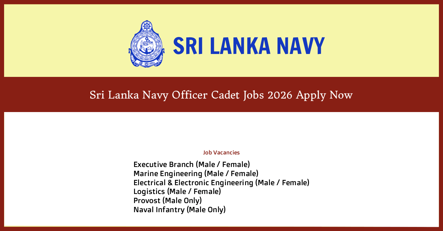 Sri Lanka Navy Officer Cadet Jobs 2026 Apply Now