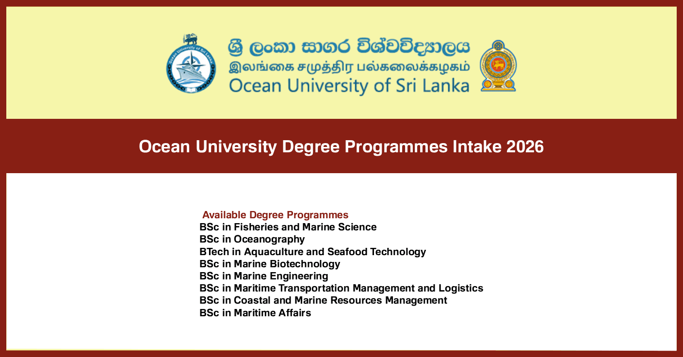 Ocean University Degree Programmes Intake 2026