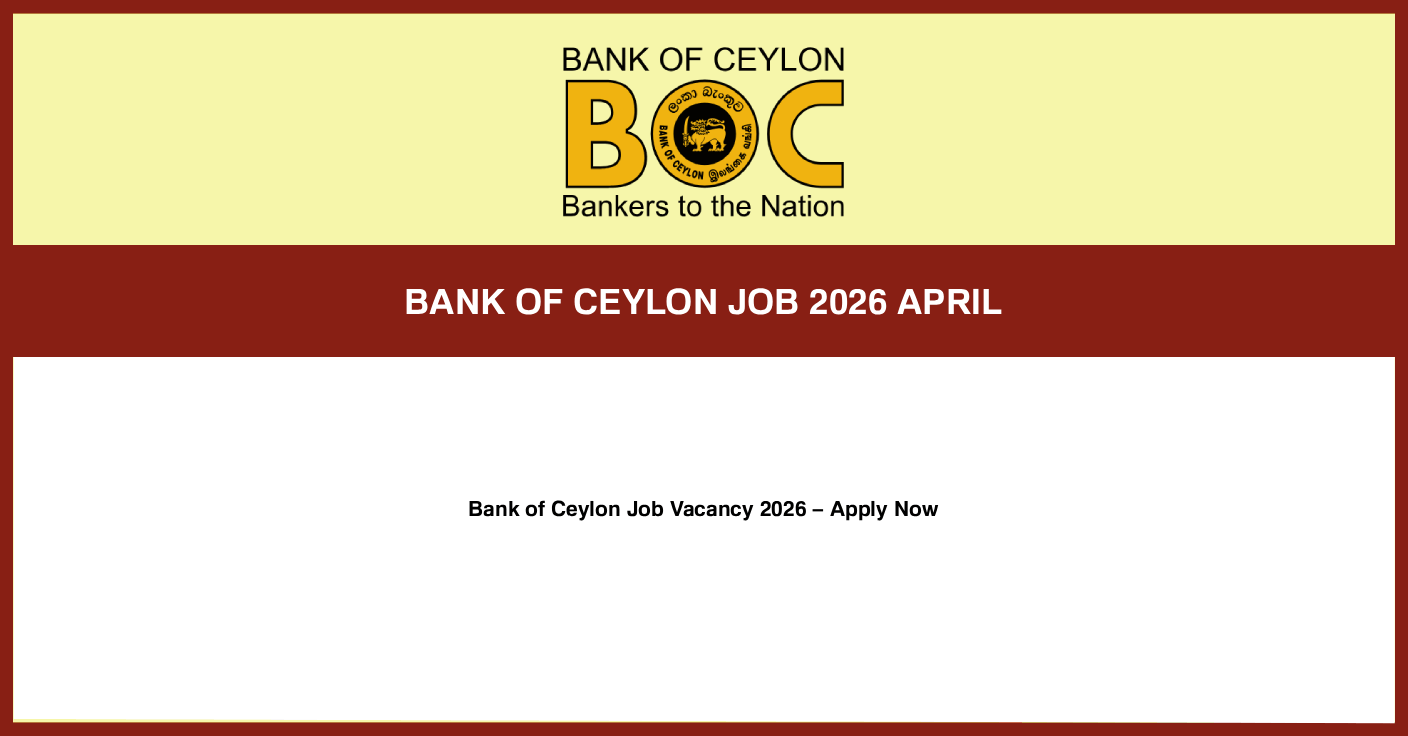 Bank of Ceylon Job 2026 – Apply Head of Investment Banking