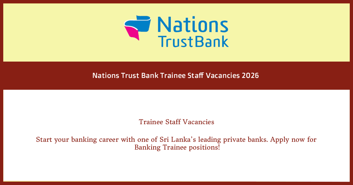Nations Trust Bank Trainee Staff Vacancies 2026