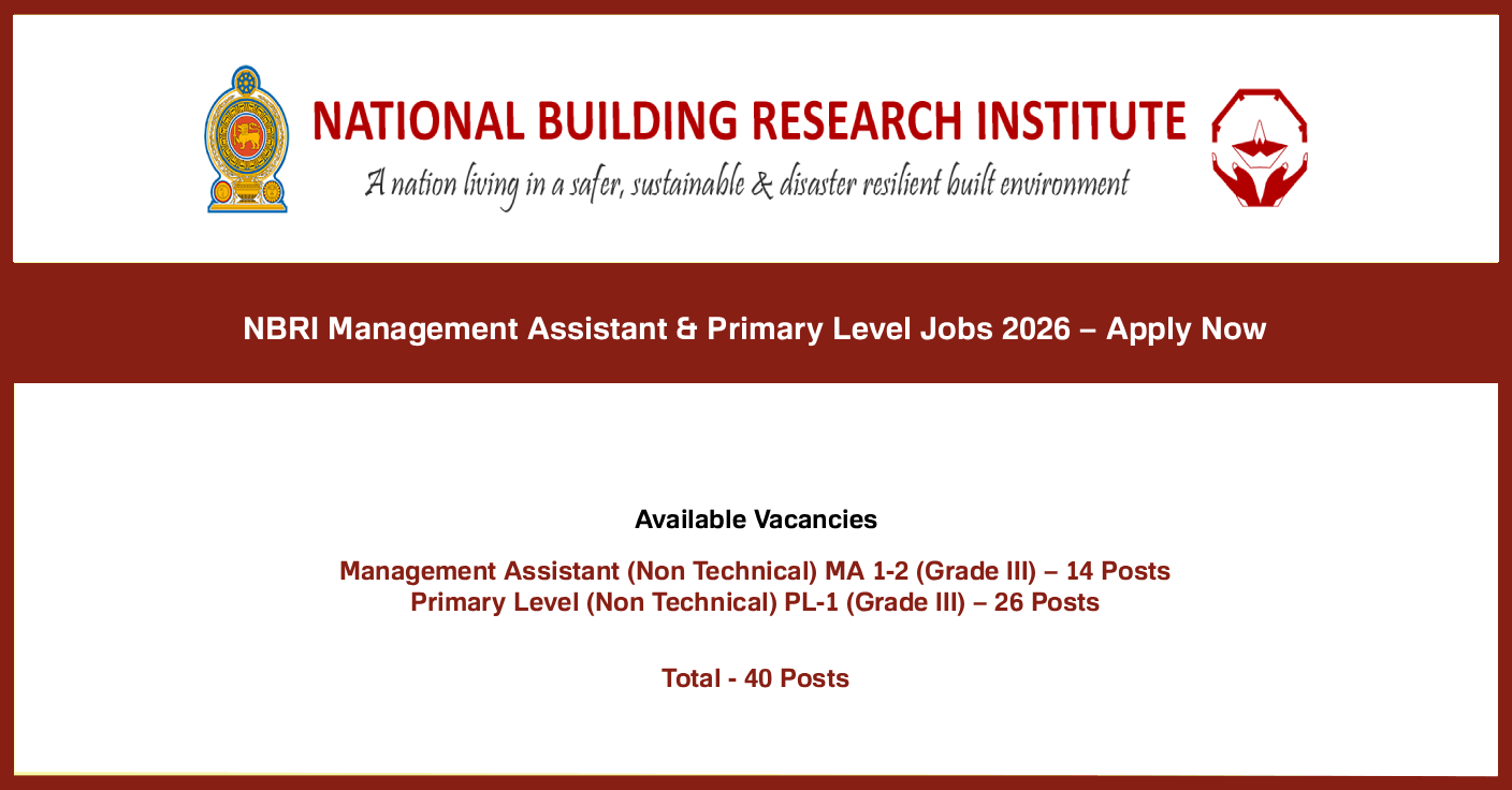 NBRI Management Assistant and Primary Level Jobs 2026