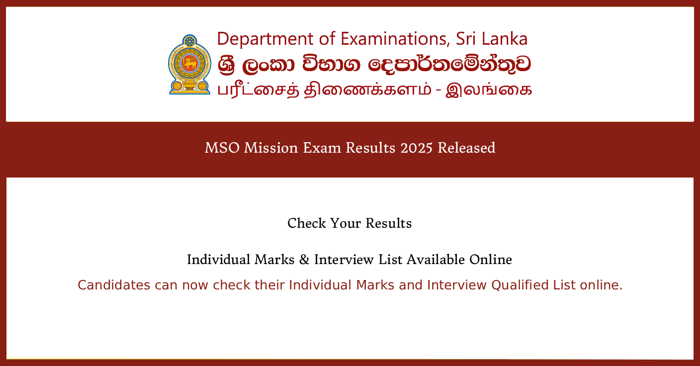 MSO Mission Exam Results 2025 Released