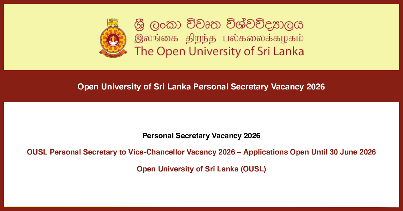 Open University of Sri Lanka Personal Secretary Vacancy 2026
